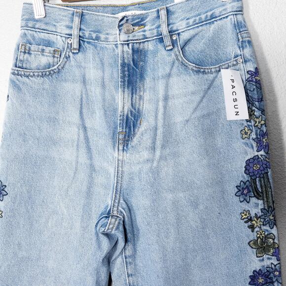 NEW PacSun Women’s Jeans Desert Indie Y2K Embroidered Cactus Floral High Rise 25 - Picture 6 of 11